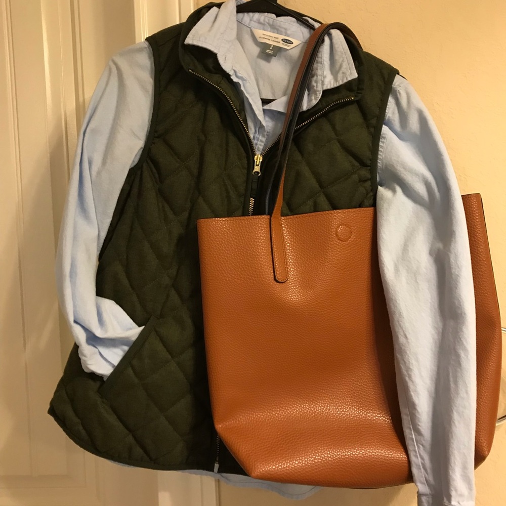 Army green quilted vest